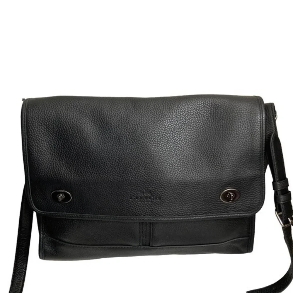 Coach black leather unisex briefcase laptop bag 71509 - Picture 2 of 13